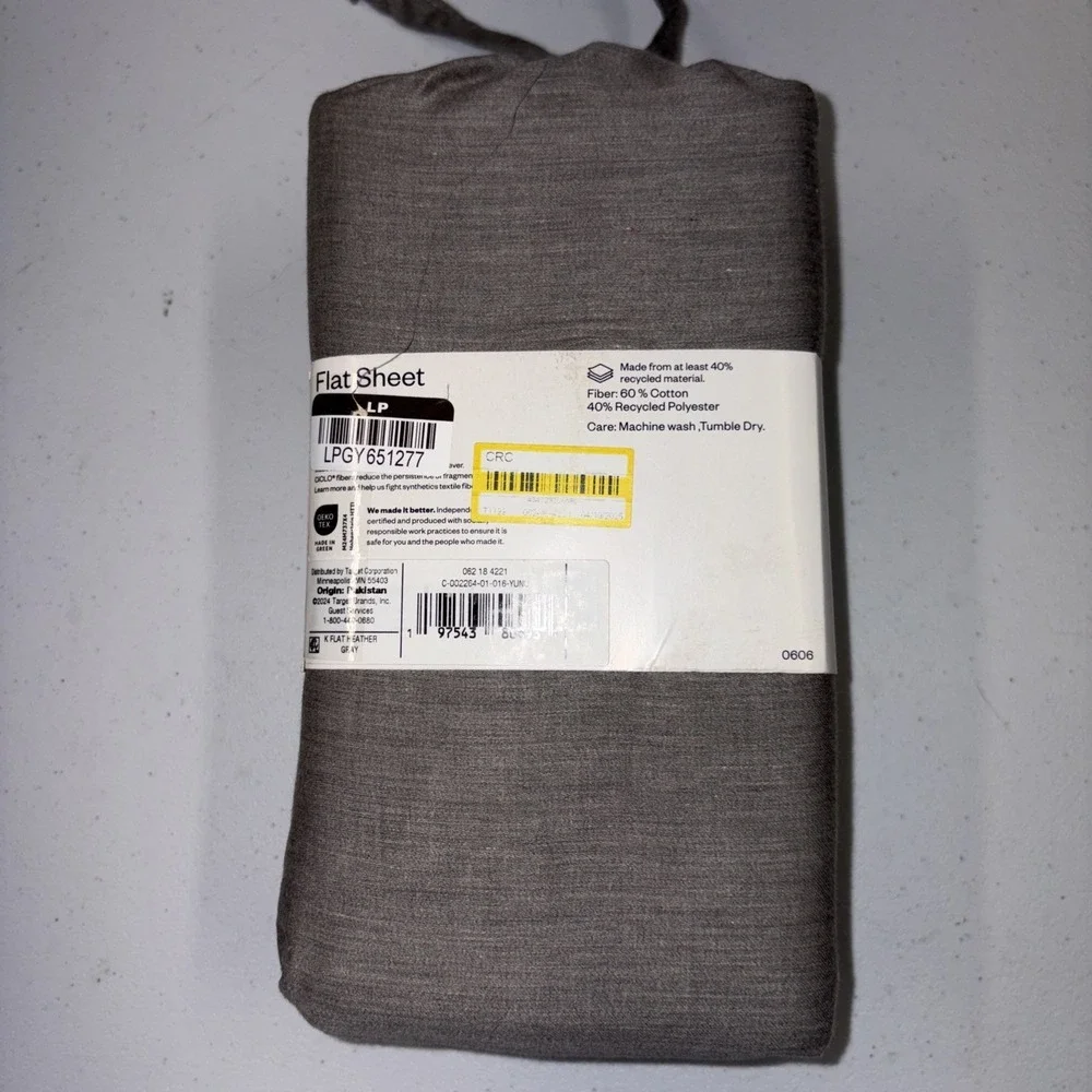 Room Essentials King Easy Care Cotton Blend Sateen Flat Sheet Gray